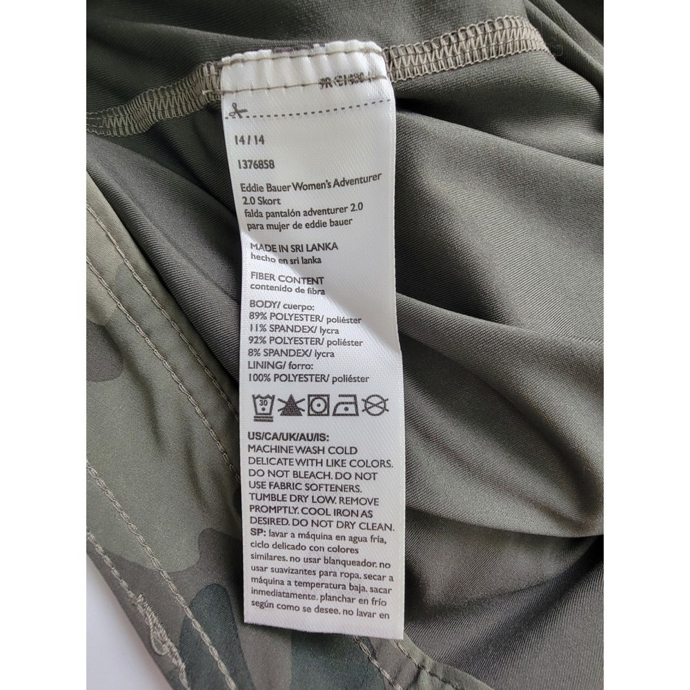 Eddie Bauer NEW Women 14 Green Camo Adventurer 2.0 Active Gorpcore Hiking Skort - Picture 9 of 13